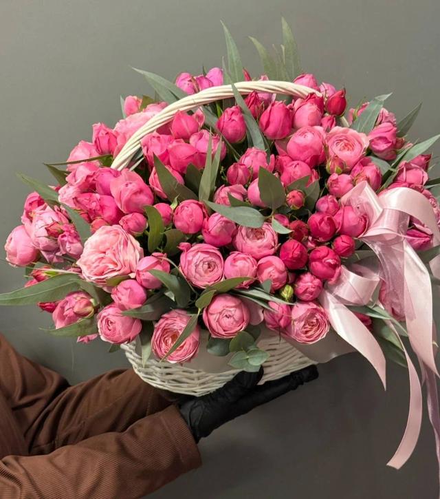 Peonies in a basket | ծաղիկներ, ծաղկեպսակներ, բույսեր - առաքում Երևան